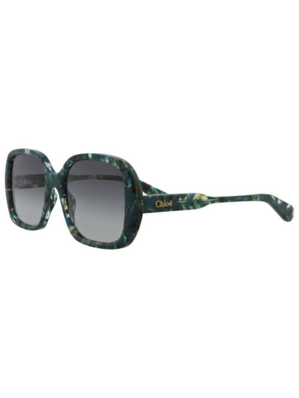 New Chloé Womens Square/Rectangle Green Green Grey Fashion Designer Sunglasses